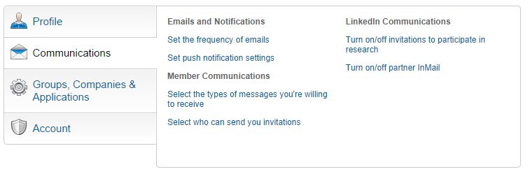 LinkedIn Email Settings