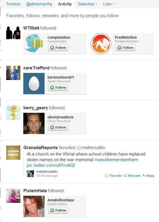 Twitter Activity Feed Example - Screen Grab