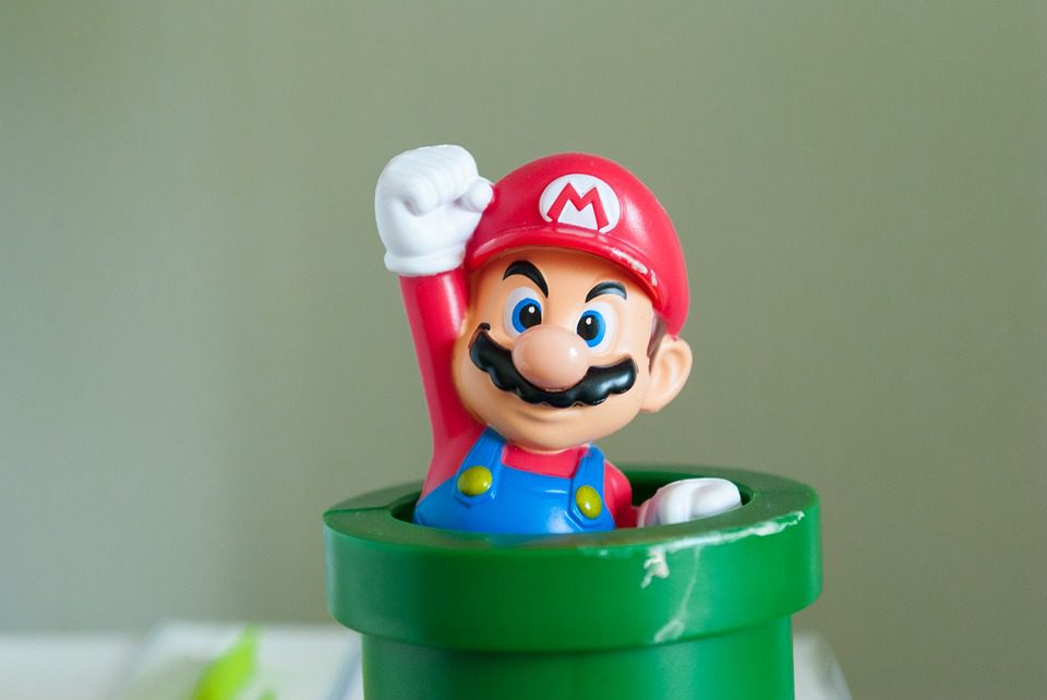 Super Mario punching the air